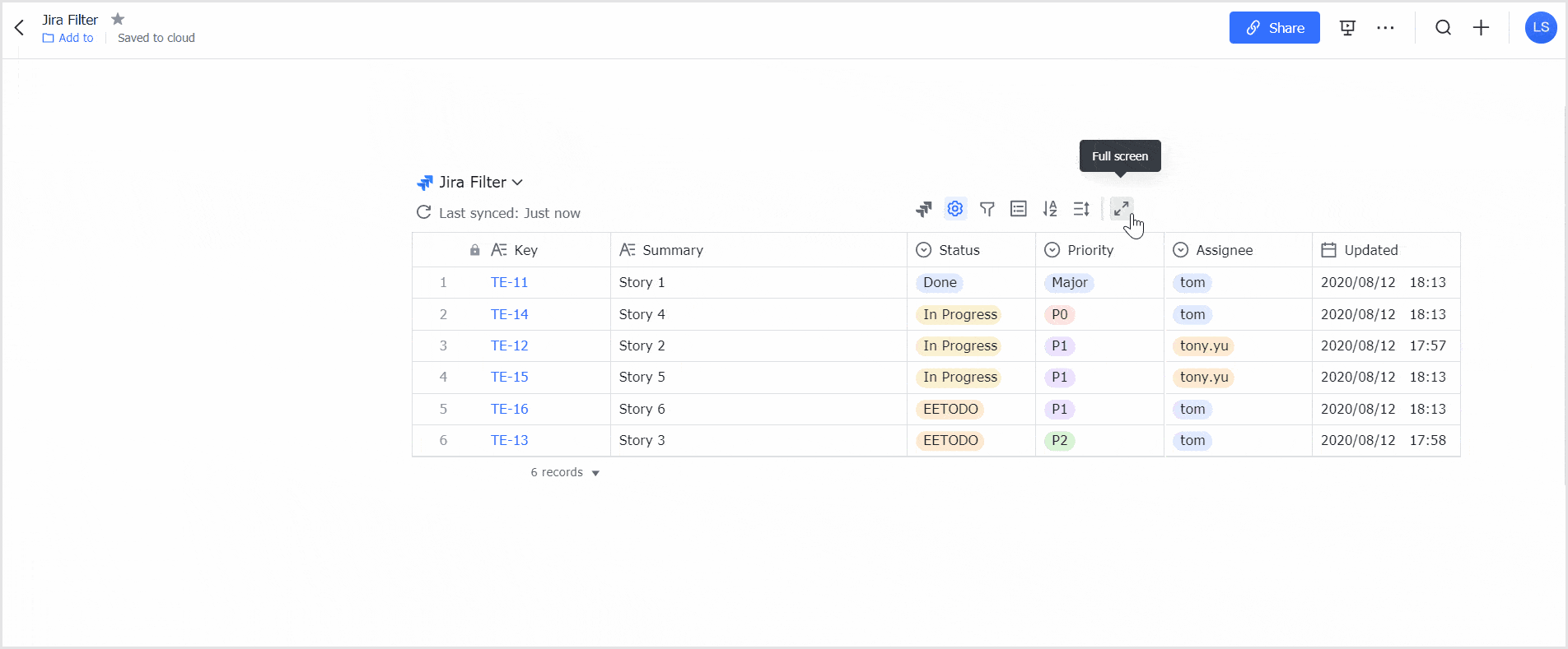 Insert Jira Filter in Docs