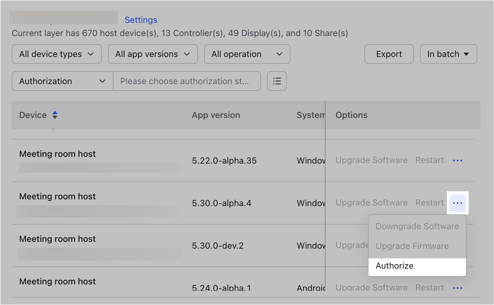 Admin Manage meeting room license authorizations