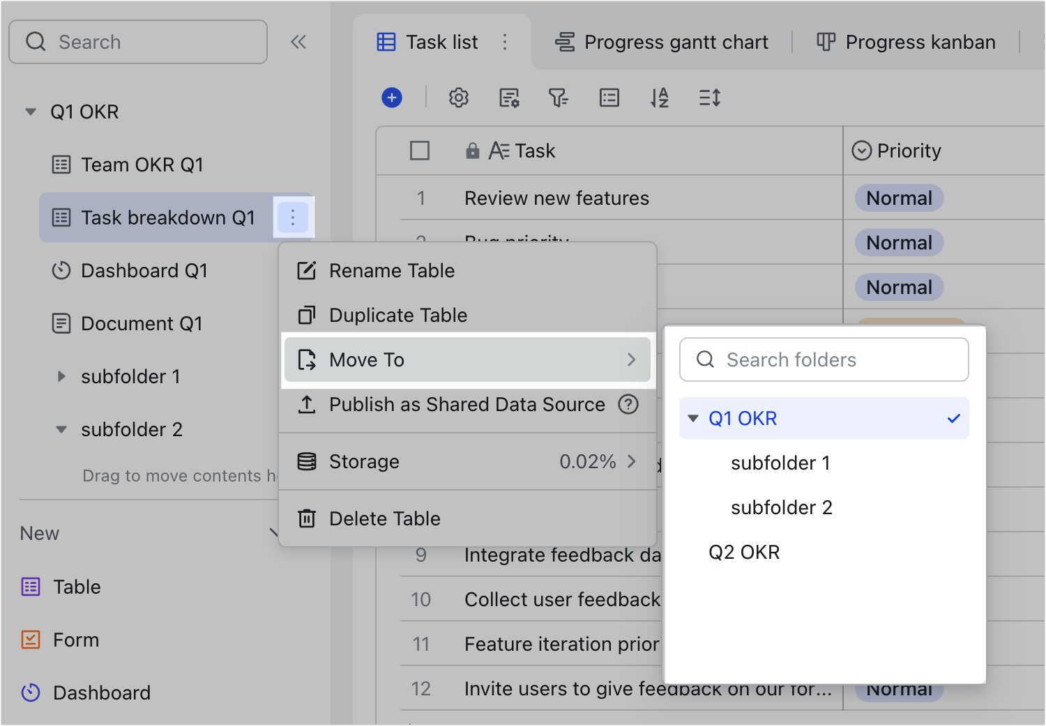 Create folders in Base