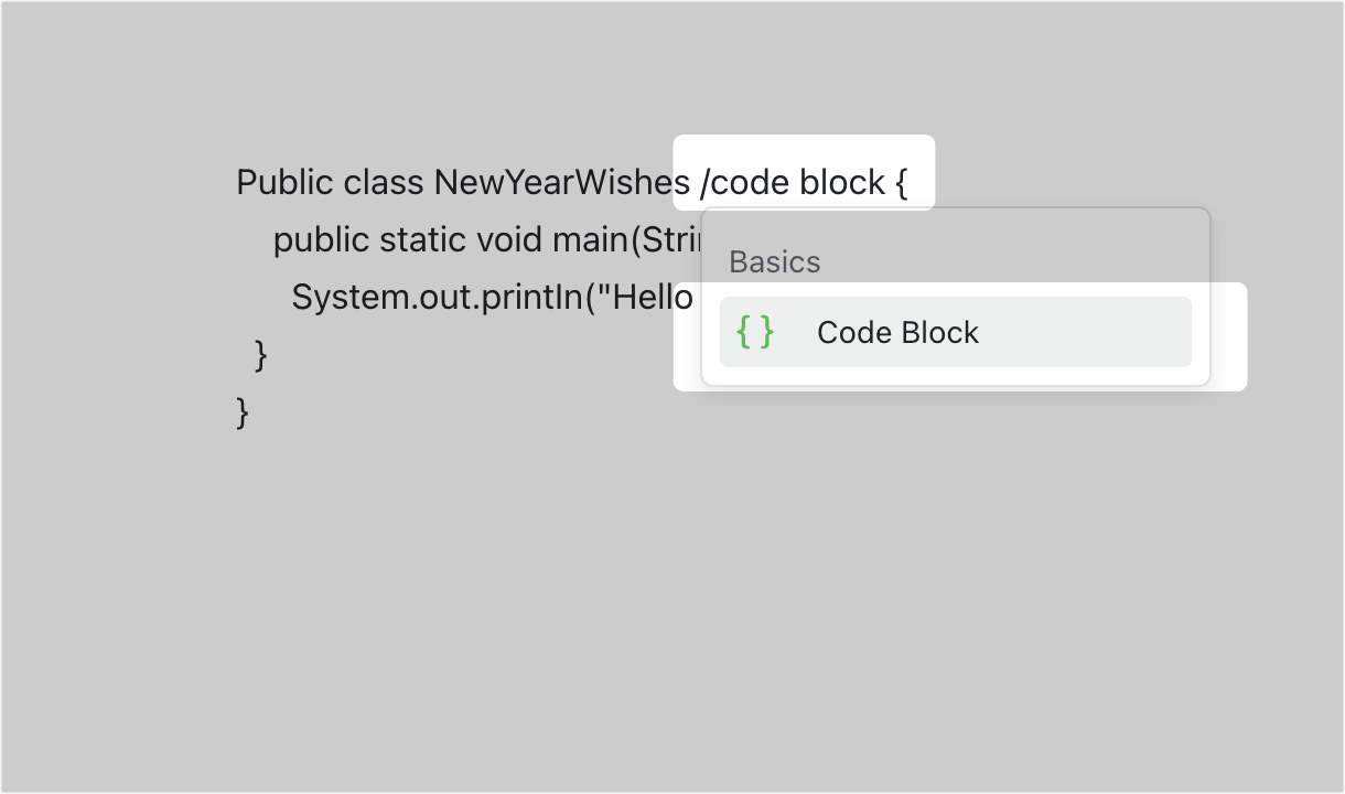 Insert code blocks in Docs