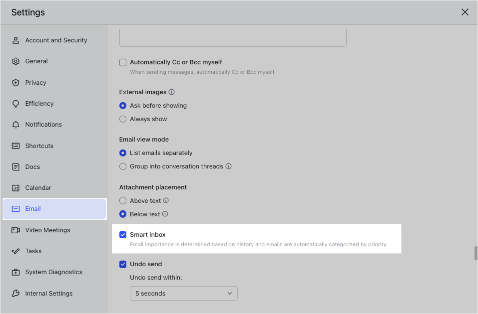 Turn on Smart Inbox