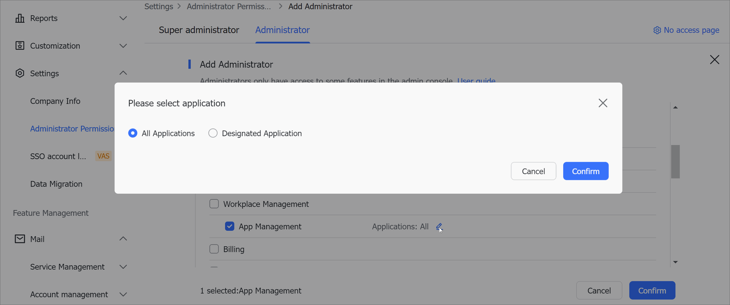 Set up app management permissions