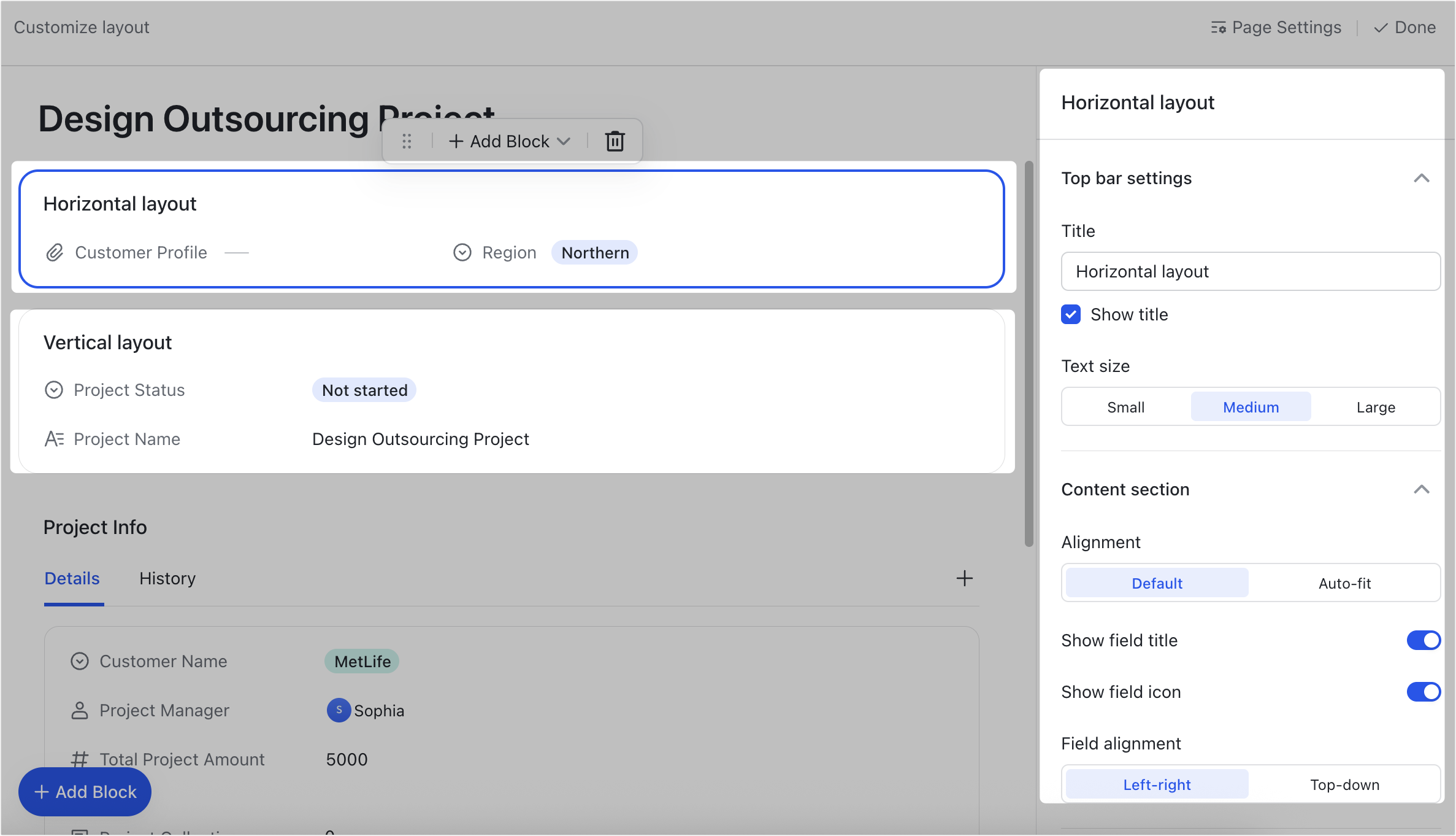 Customize record details pages