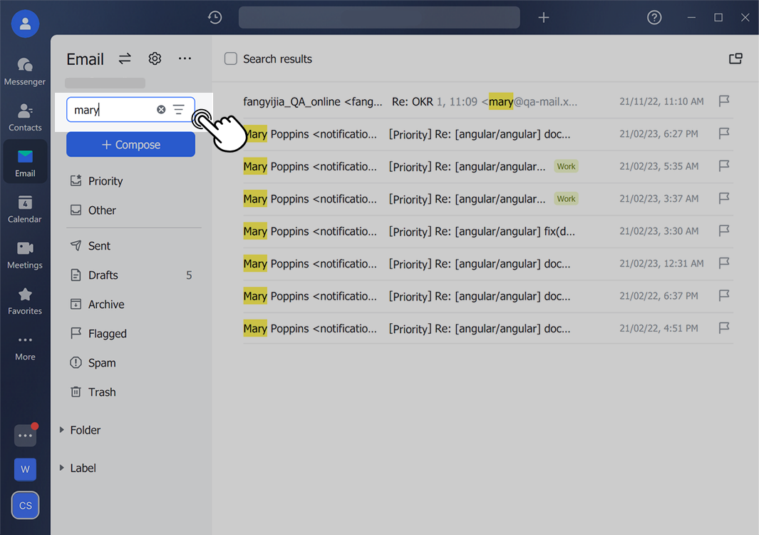 Search for emails