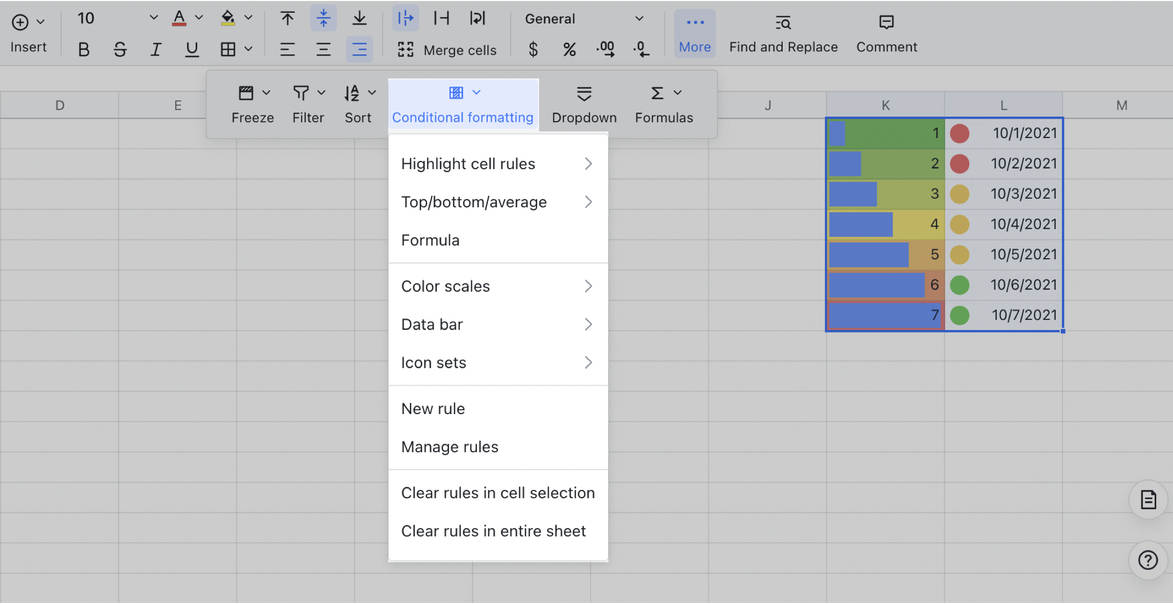 Use conditional formatting in Sheets