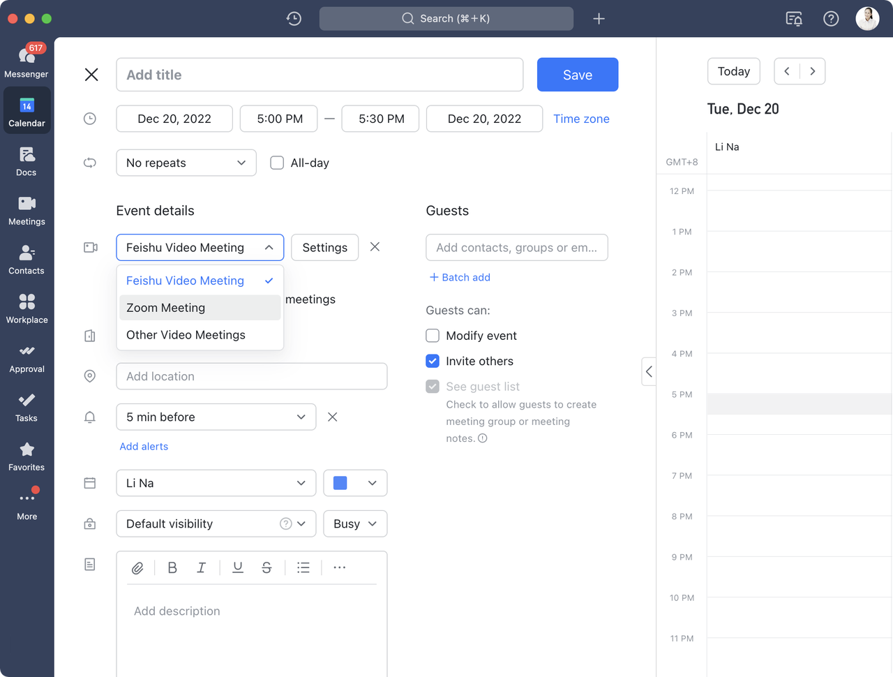 Create Zoom Meetings From Feishu Calendar