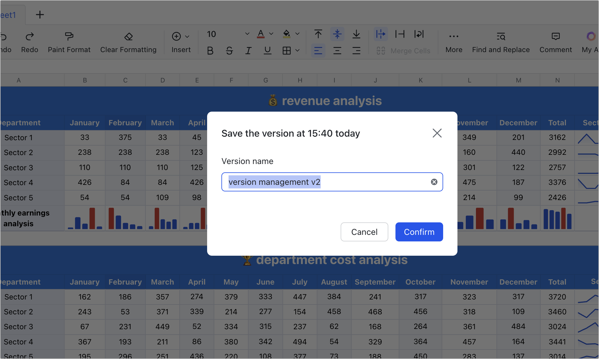 Use version management in Sheets
