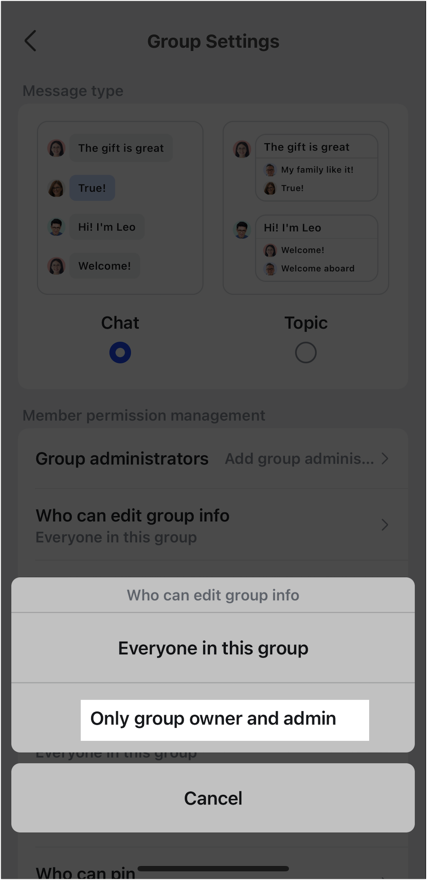Edit group information