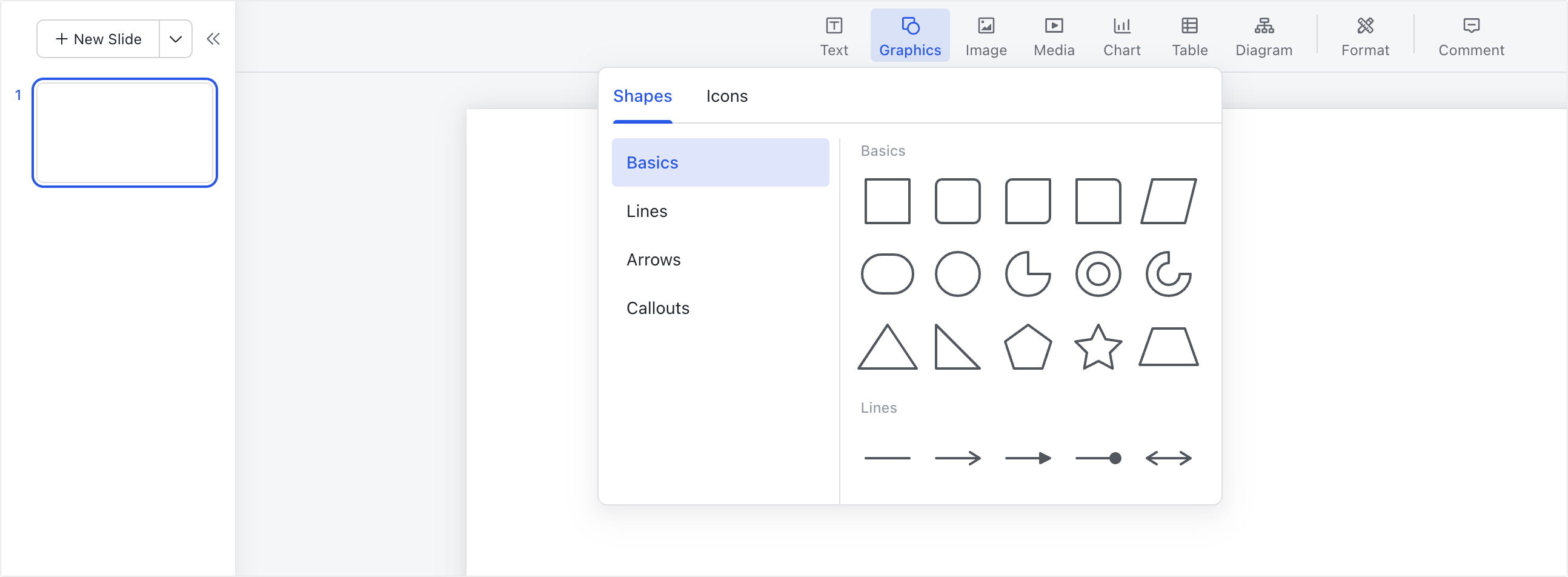 Add shapes or icons to slides