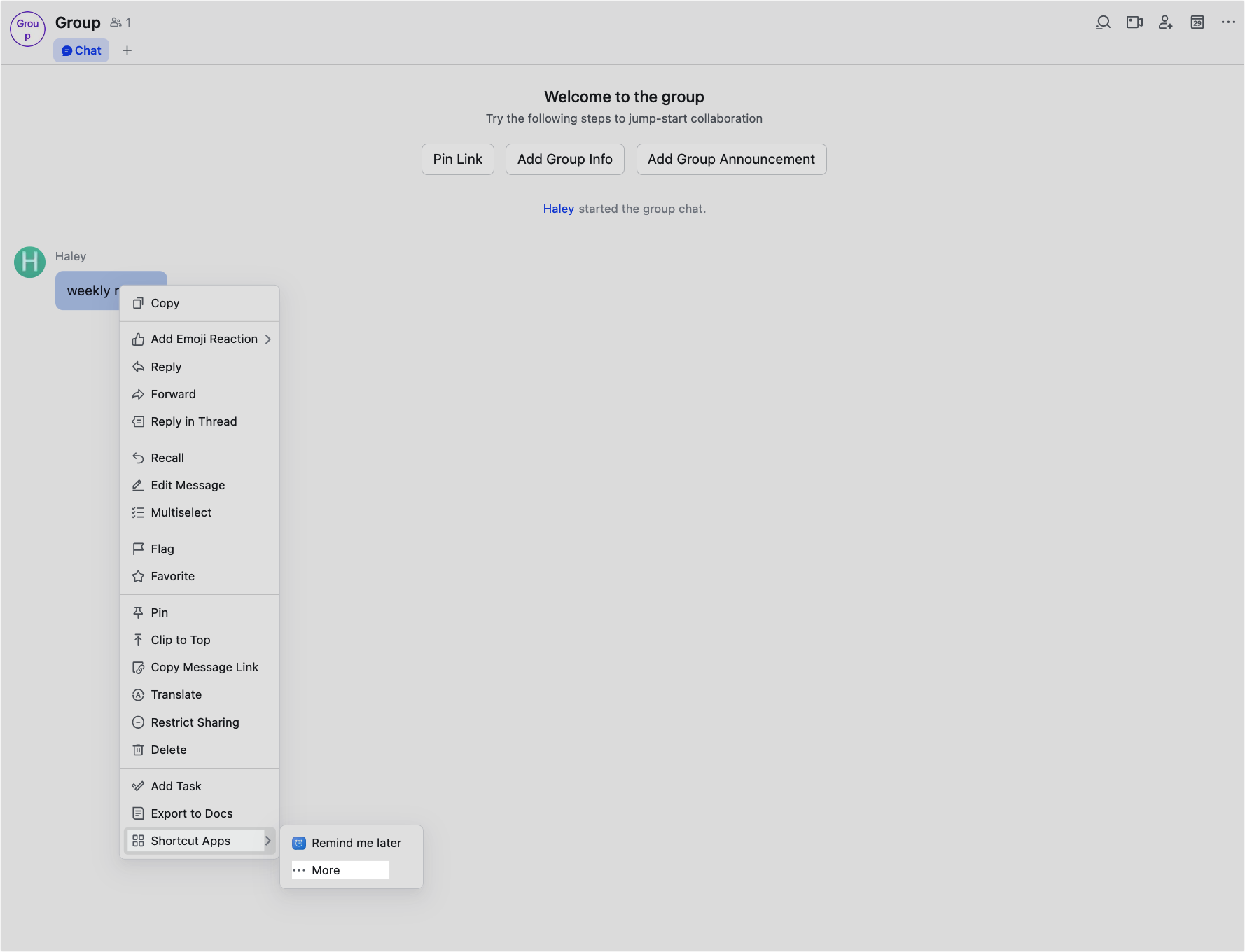 Use message shortcuts or 