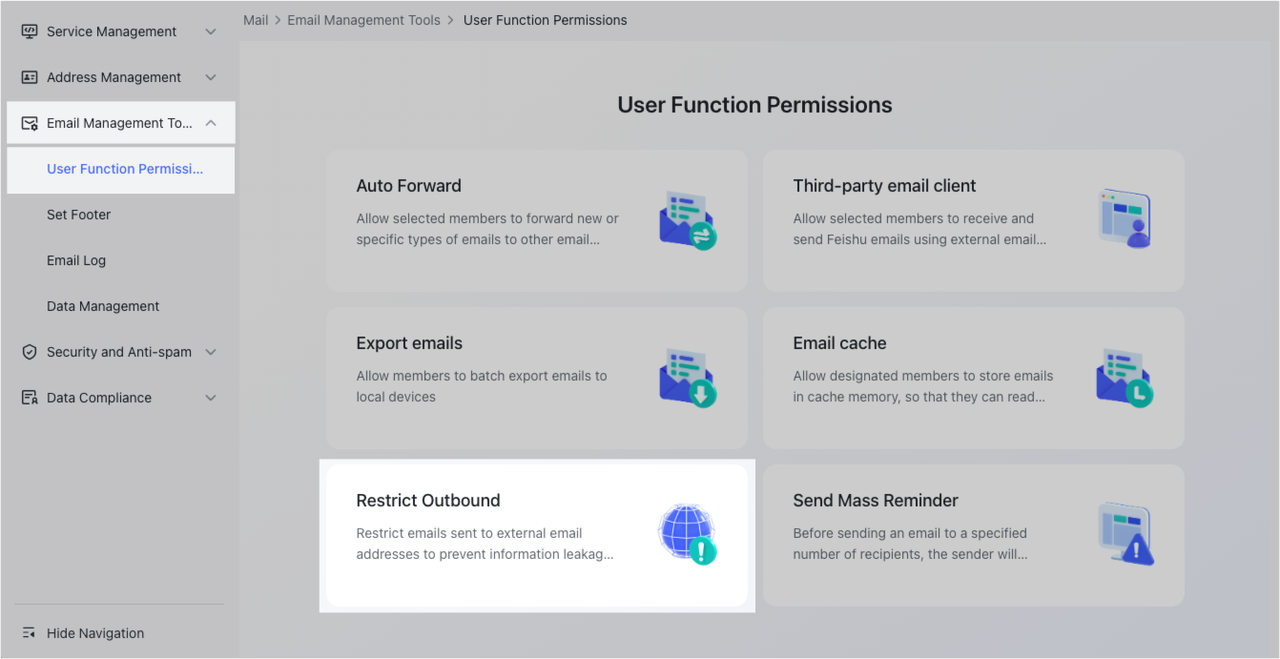 Admin | Restrict email sending to external recipients