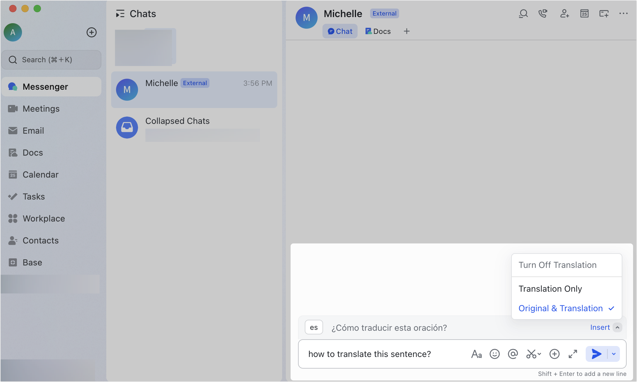 Translate as you type in chats