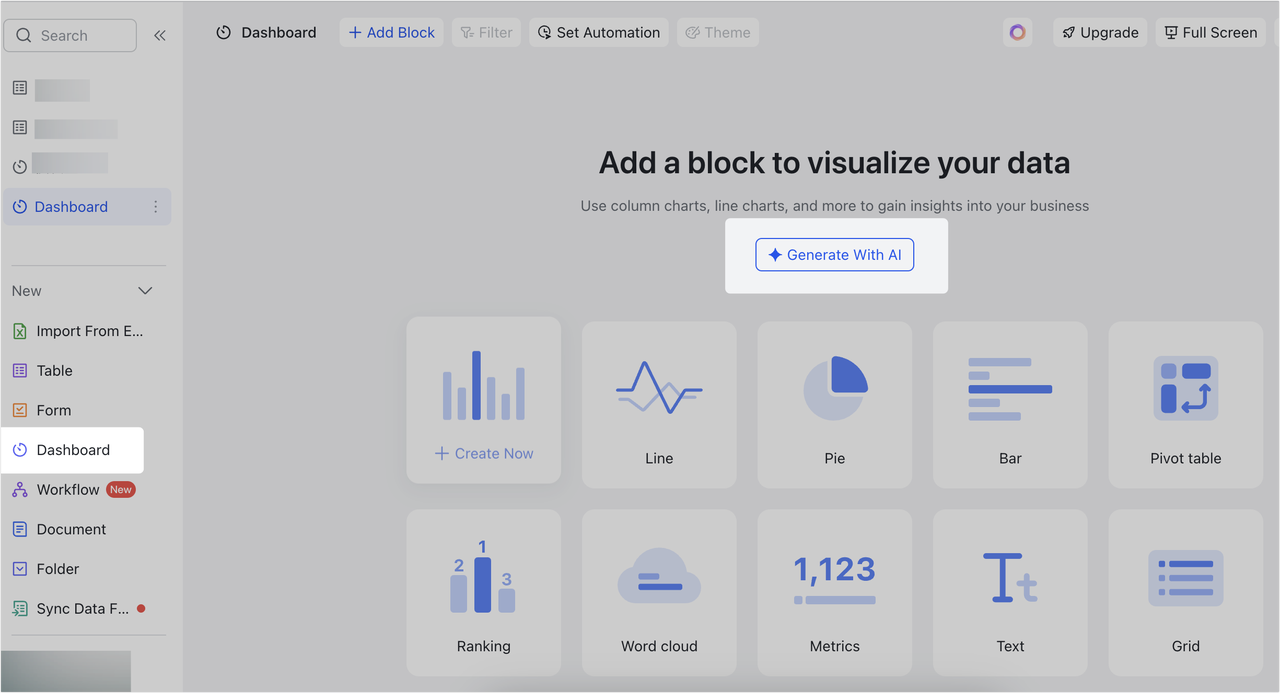Use AI to create dashboards in Base