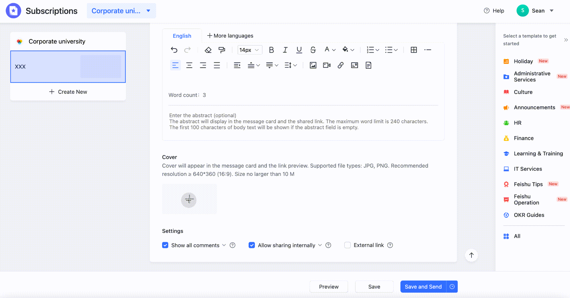 Create and send Subscriptions content