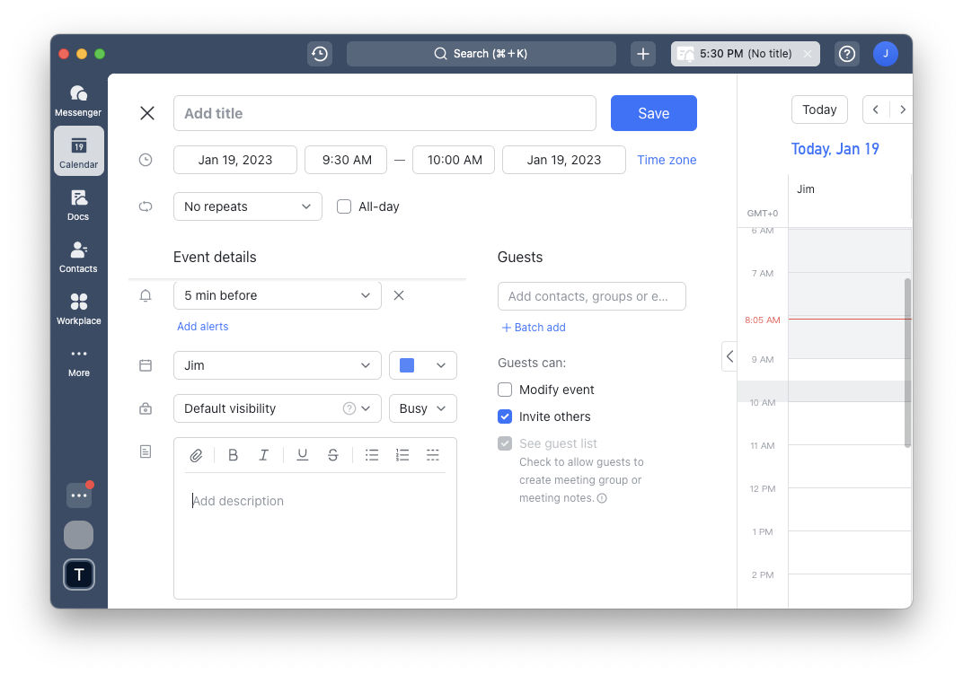 Add a Doc to an event description