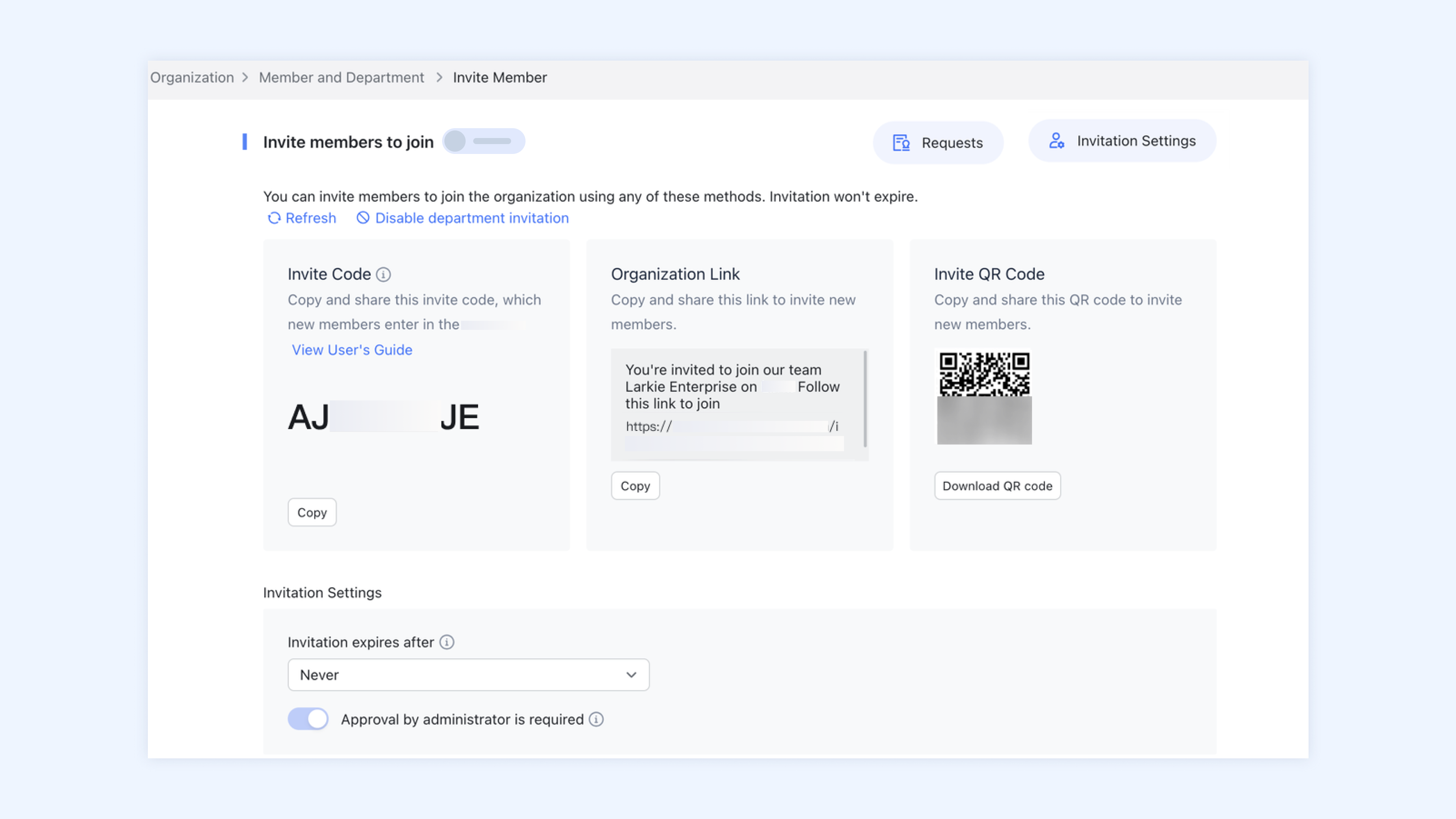 Step 3 Invite members to join the organization