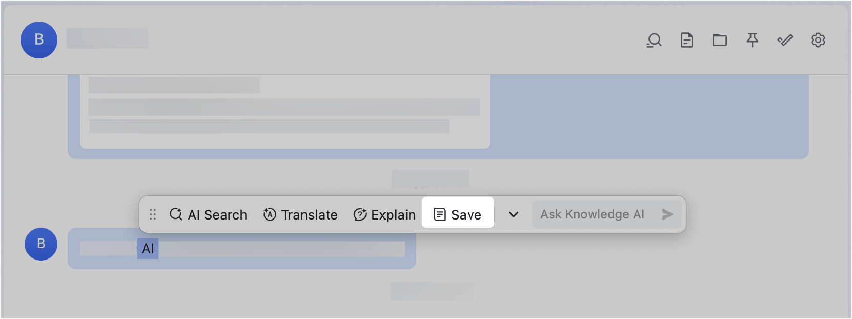 Use the AI text selection toolbar
