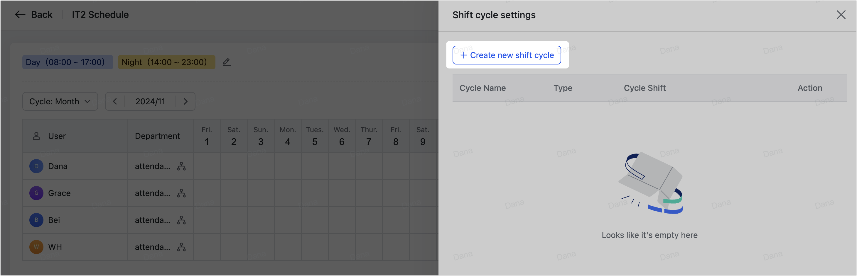 Admin | Set scheduled shift