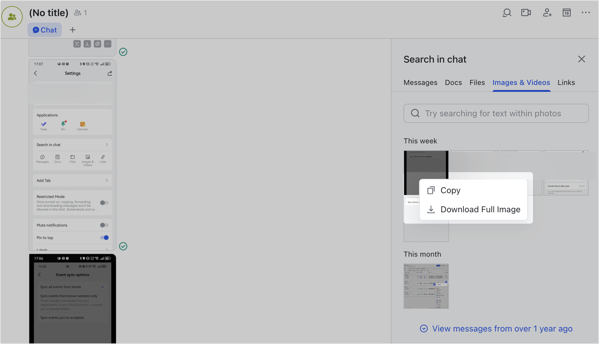 Send and receive images in chats