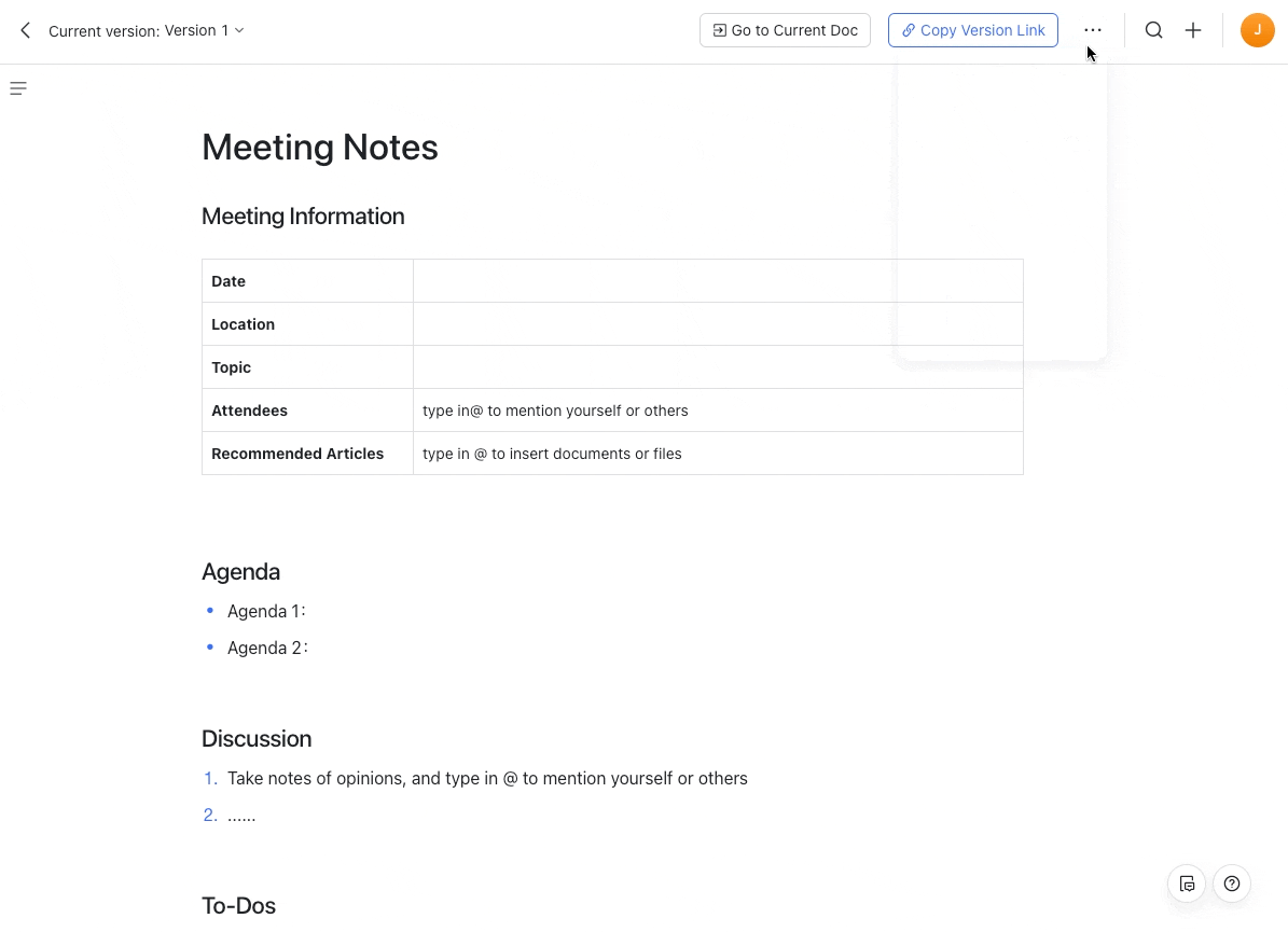 Use version management in Docs