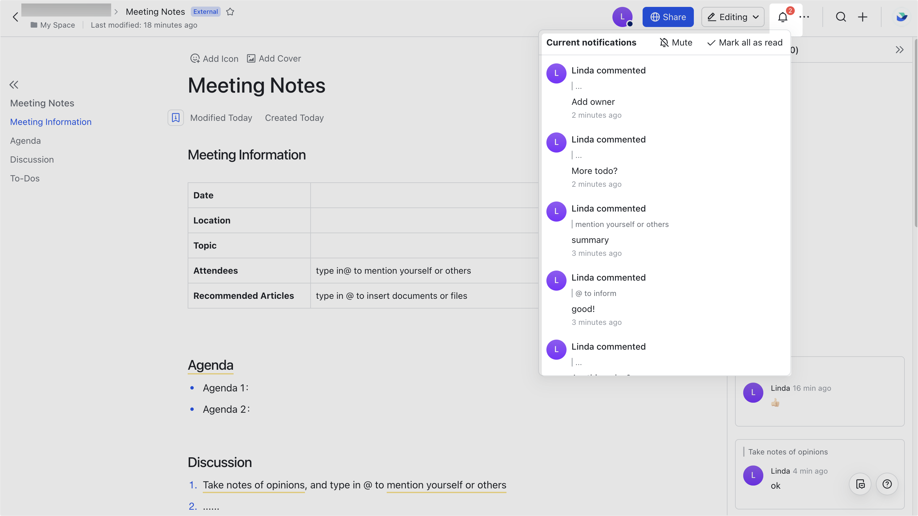 Use Current notifications in Docs