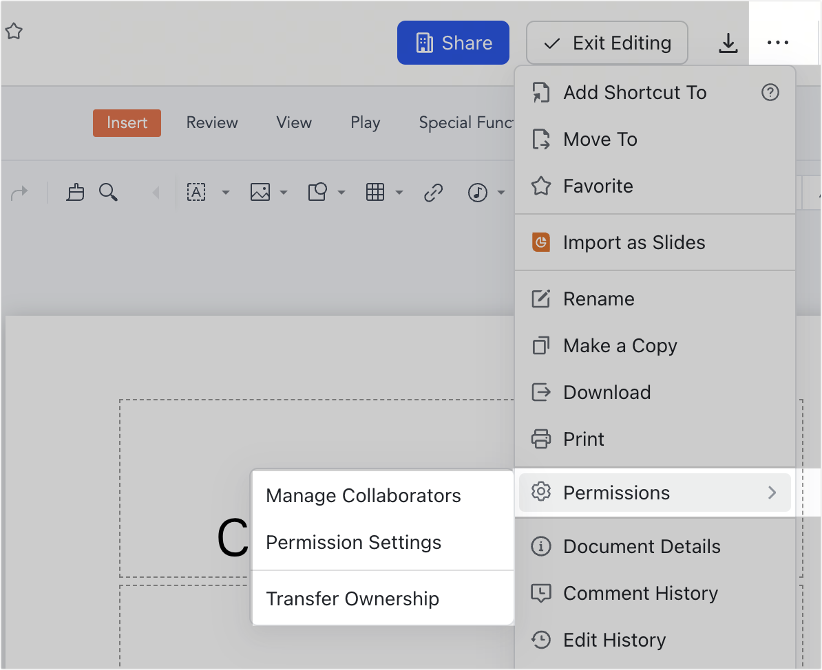 Create and manage WPS presentations
