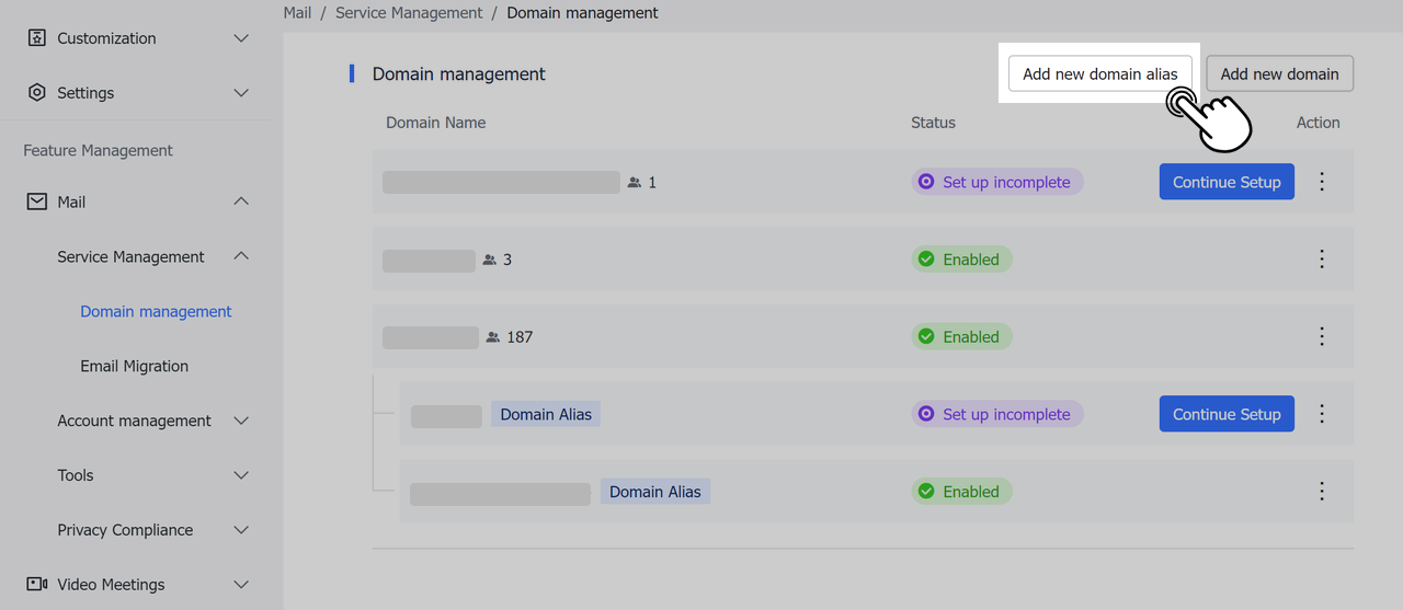 Admin | Add a domain alias