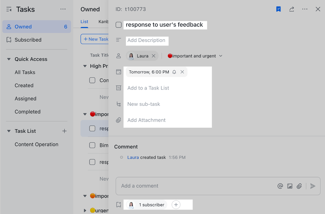 View and edit tasks