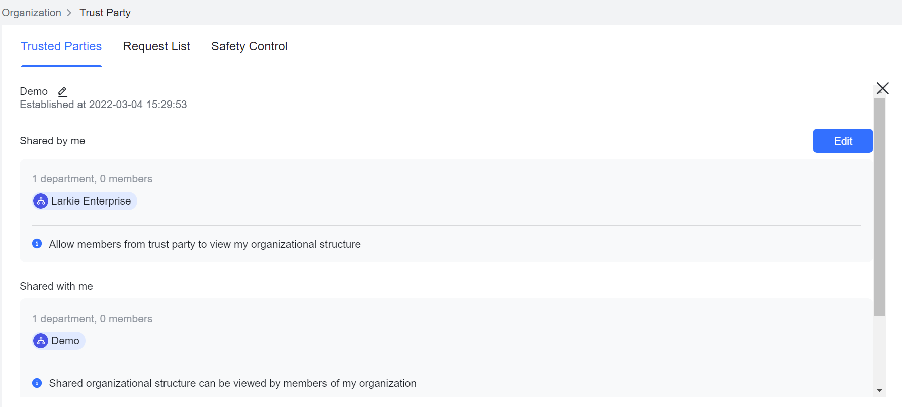 Admin Establish A Trusted Party Relationship
