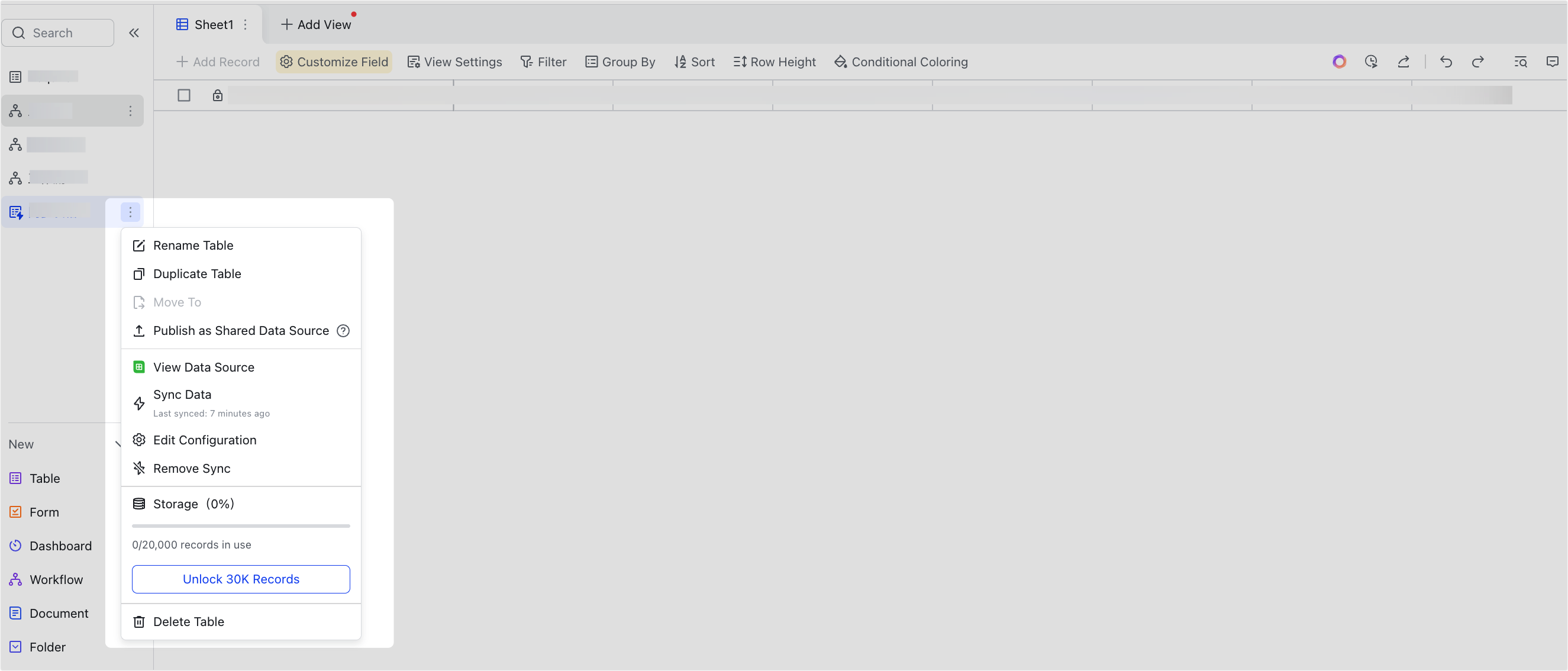 Sync data from Sheets to Base