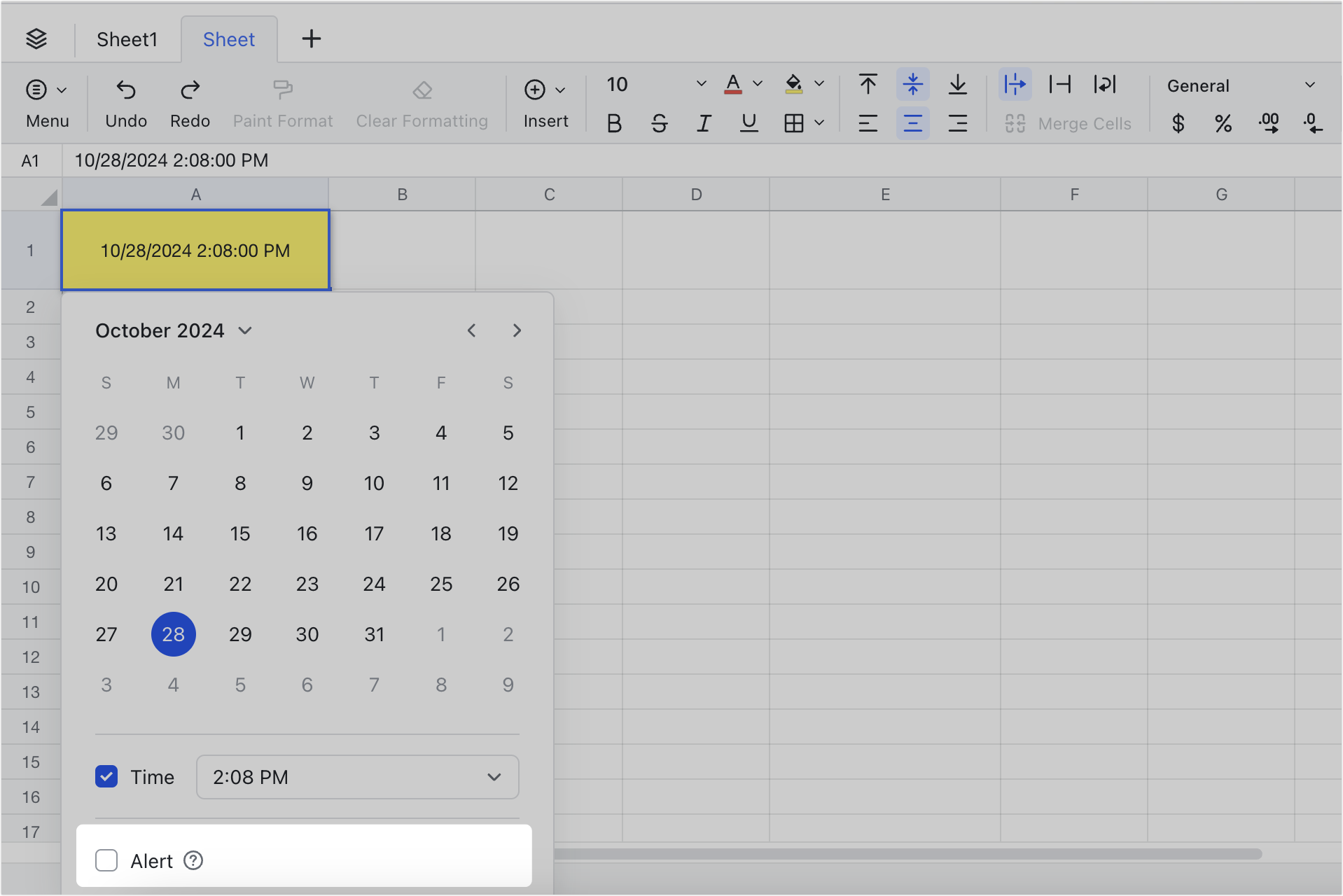 Use date reminder in Sheets