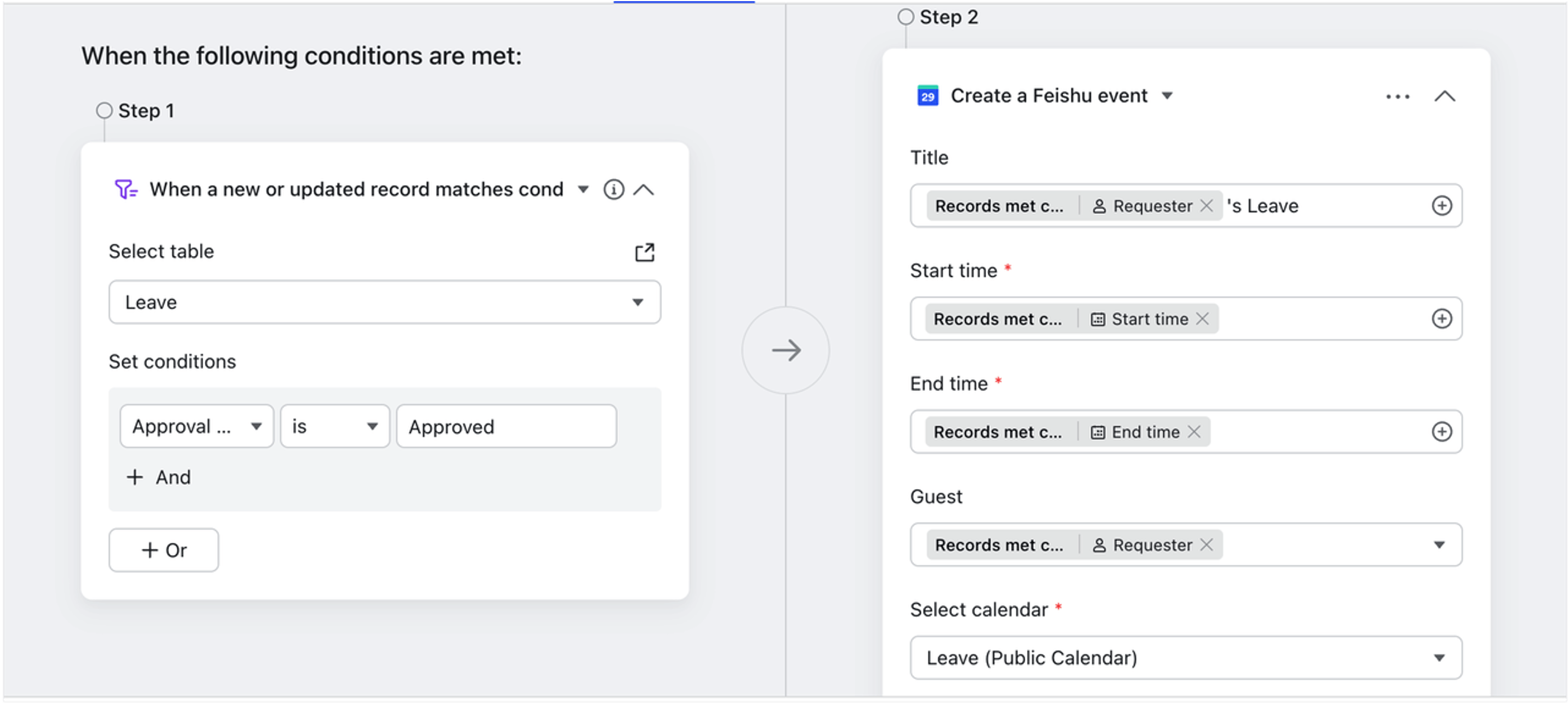 Create events, tasks, and groups with automated workflows