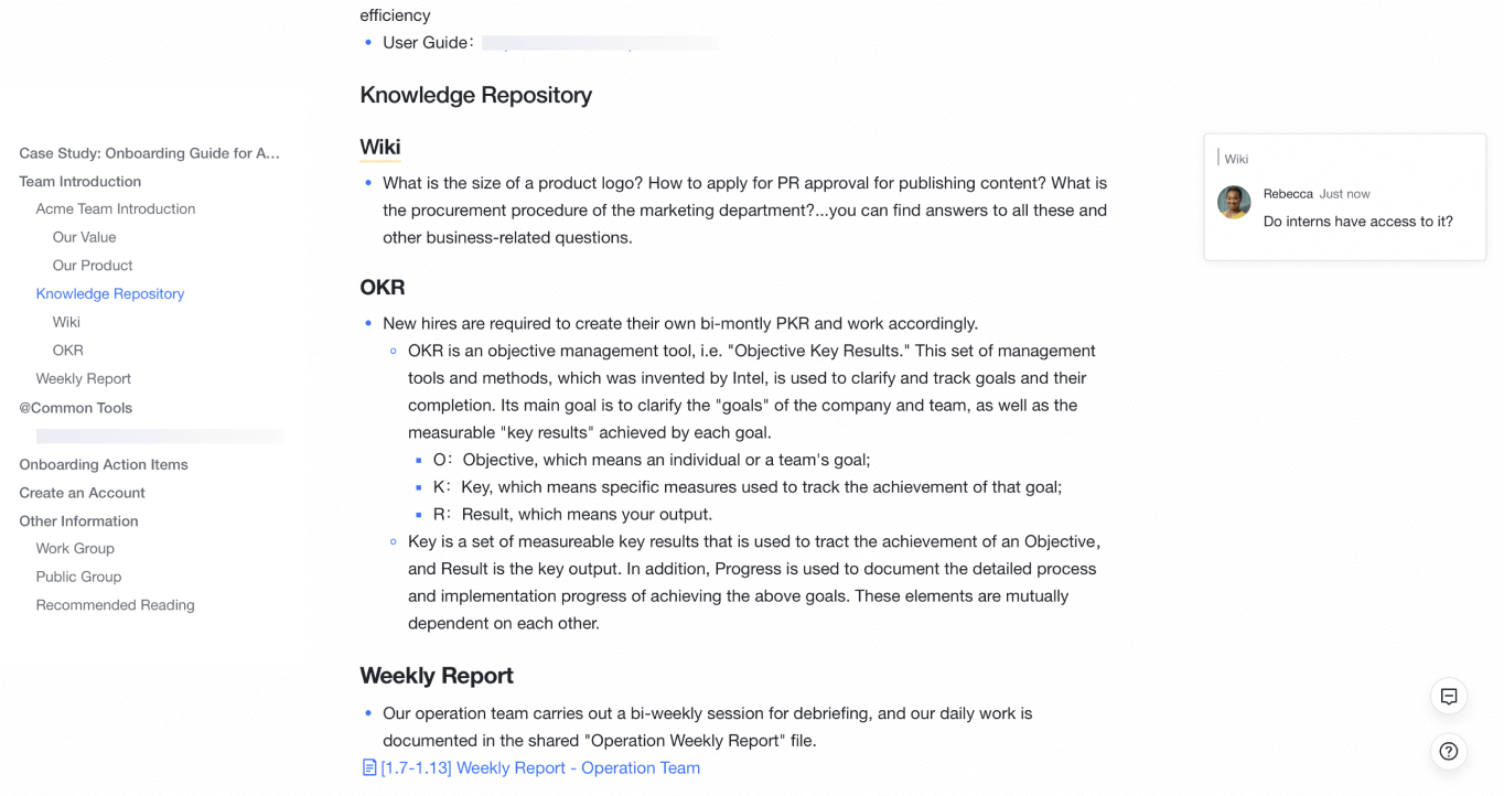 Hassle-free onboarding guide creation with Docs