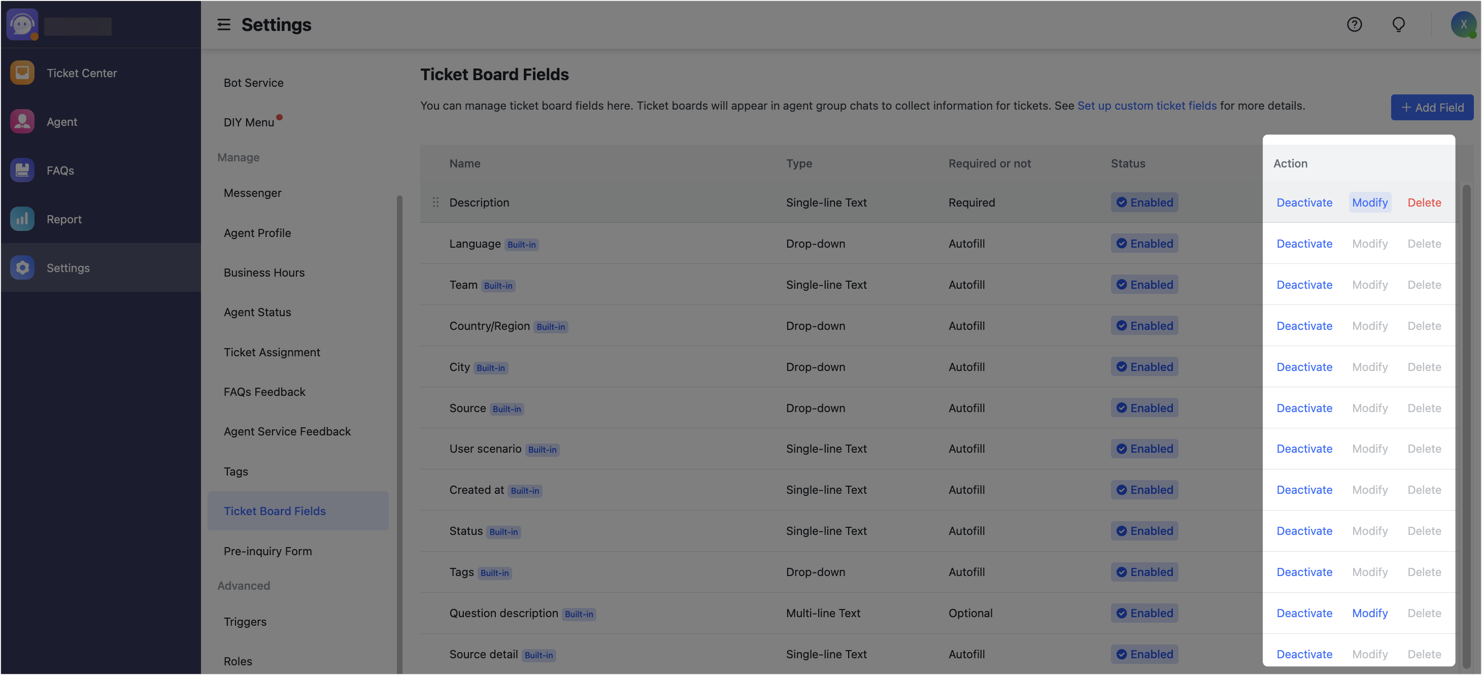 Define custom fields for Help Desk tickets