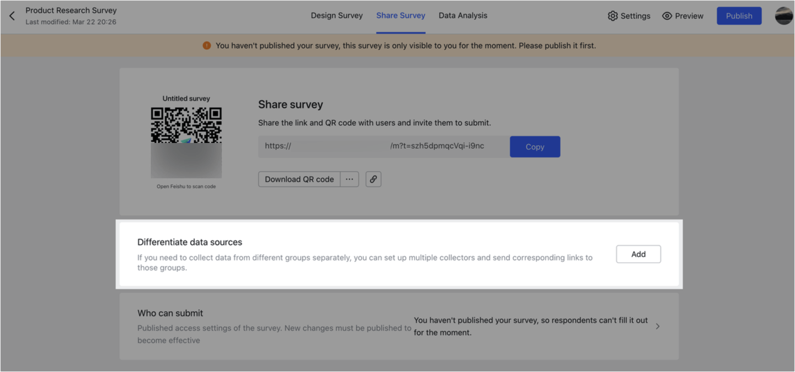 Use Feishu Survey