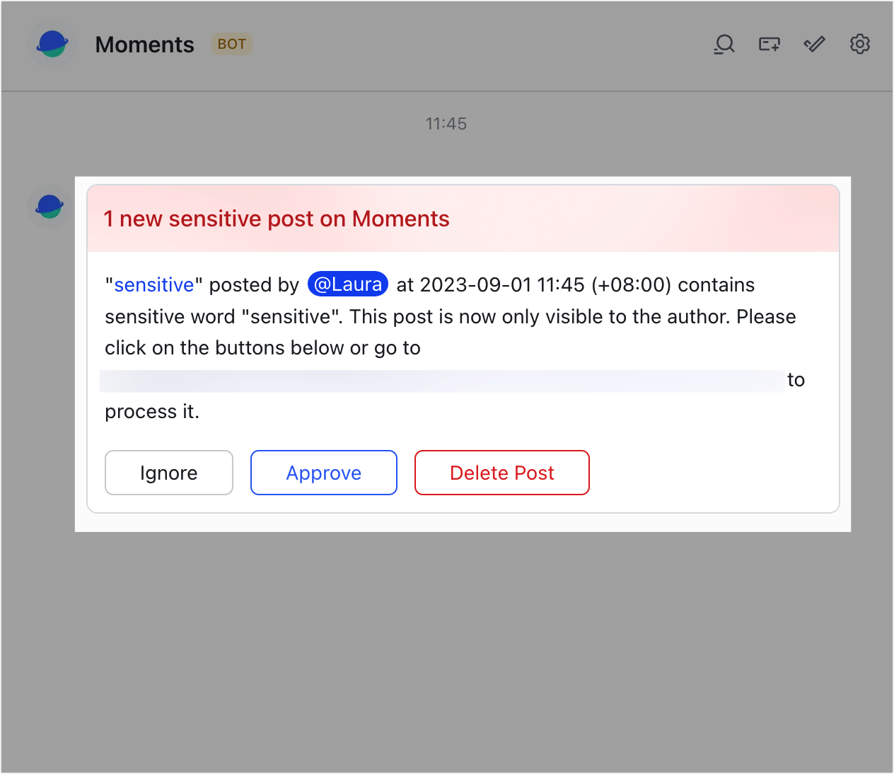 Admin Configure and monitor sensitive words in Feishu Moments