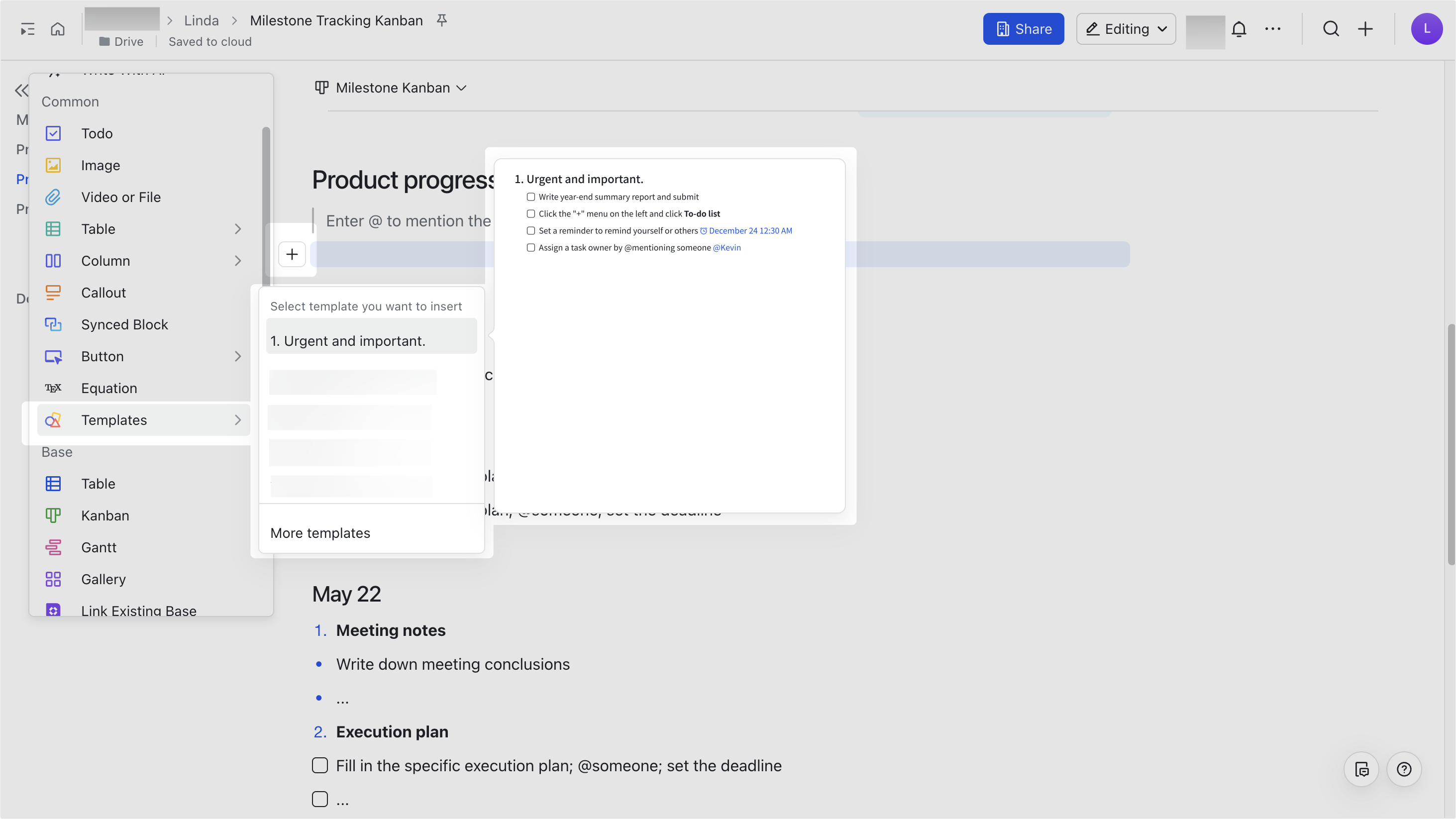 Use block templates in Docs