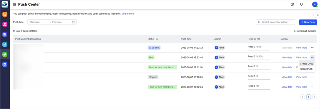 Create and manage Help Desk push notifications