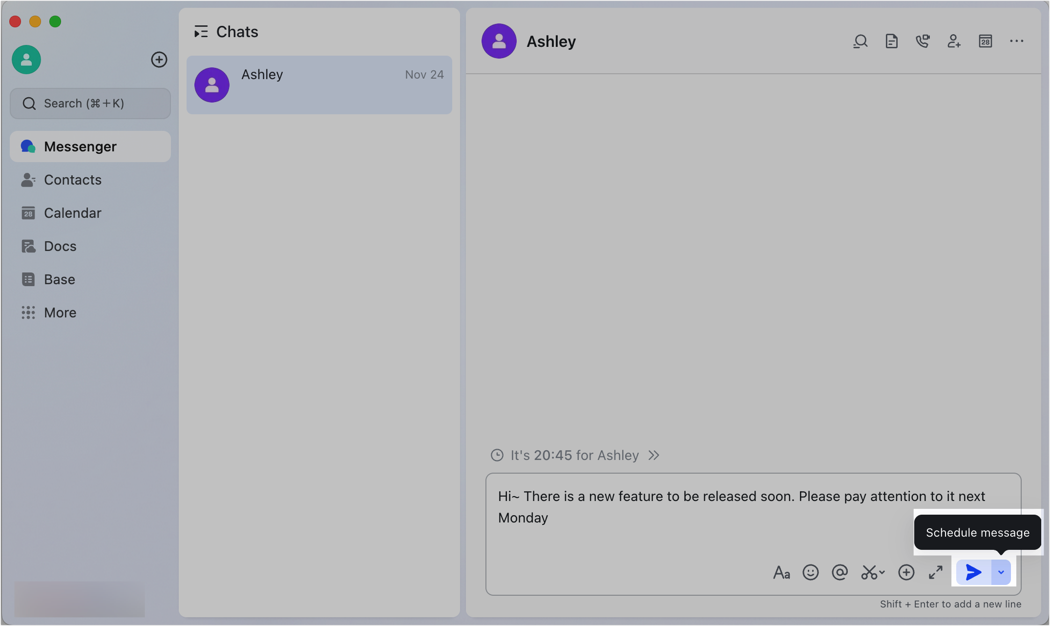 Schedule messages to be sent later
