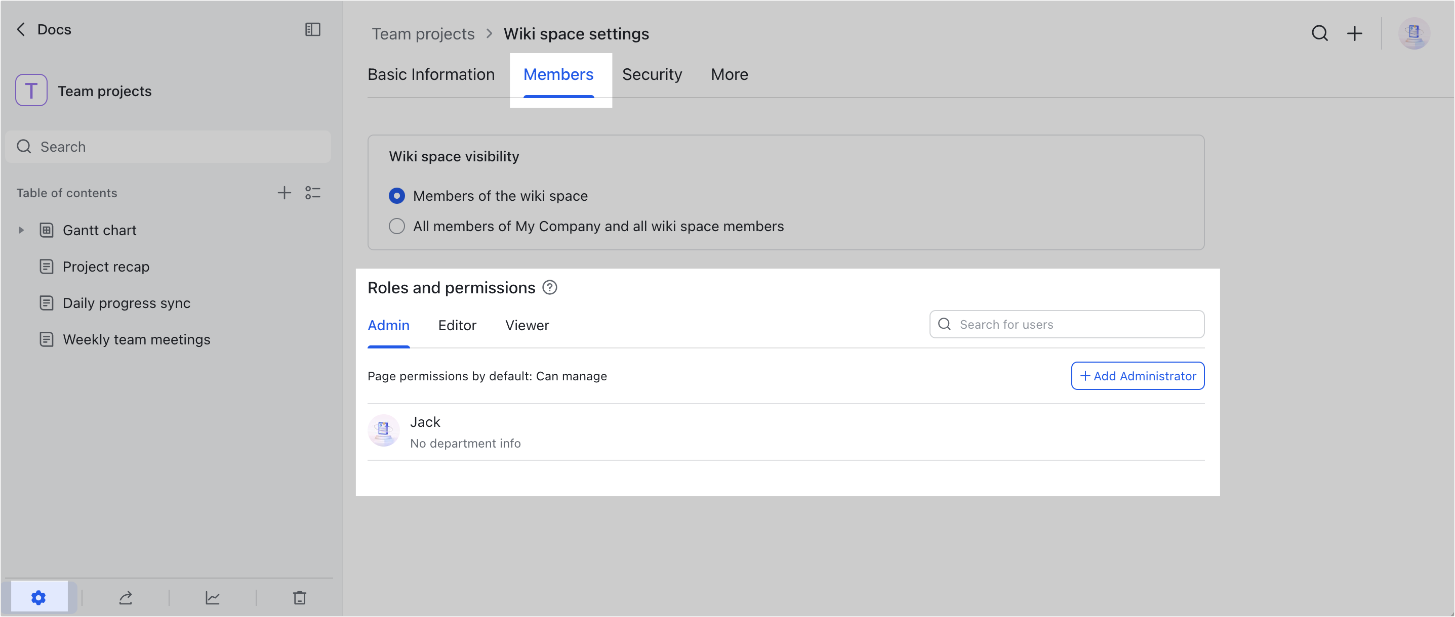 Add Wiki Space Administrators And Members