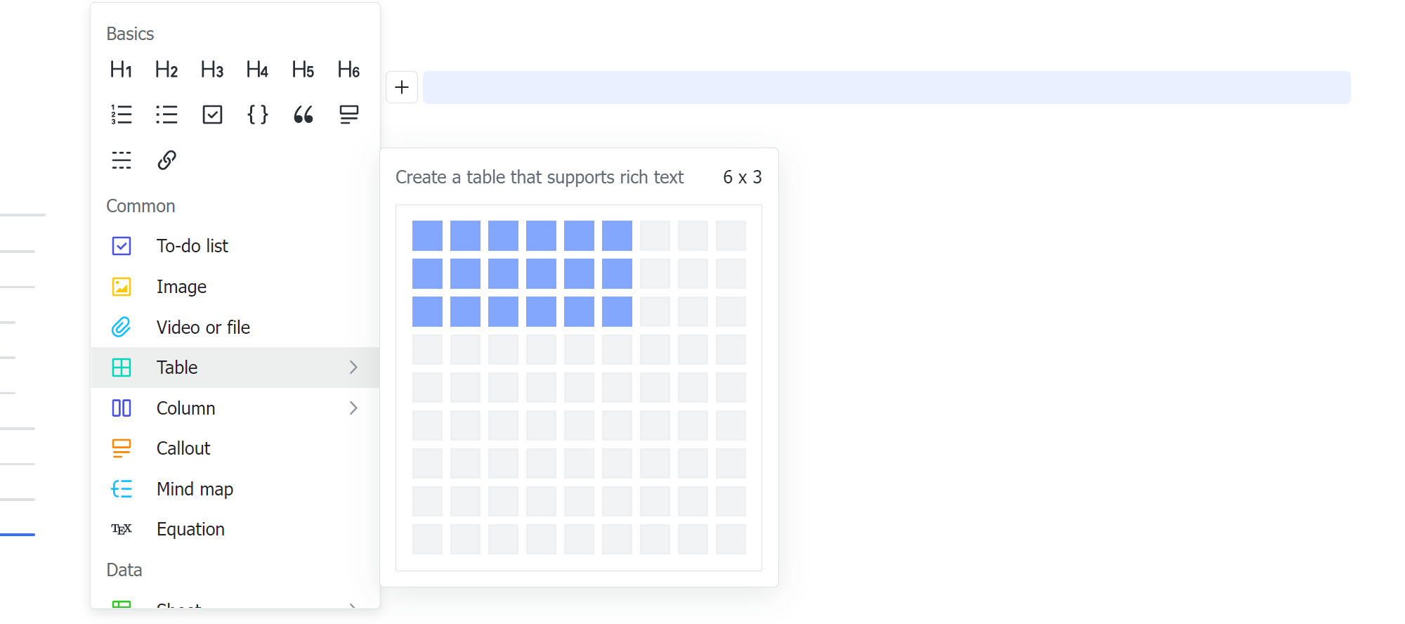 Insert tables and sheets in Docs