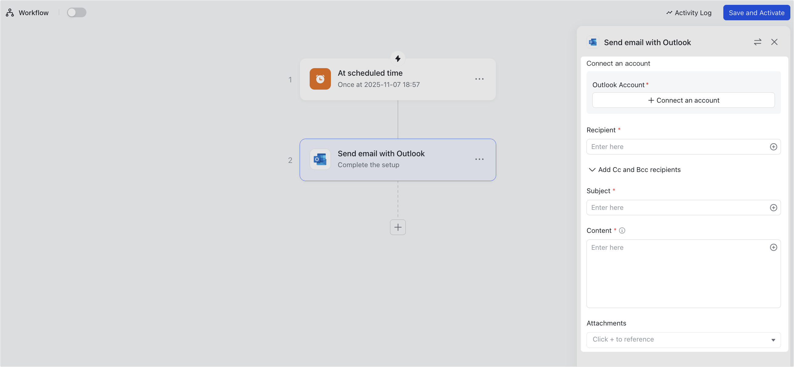 Use Outlook in Workflow and Automations