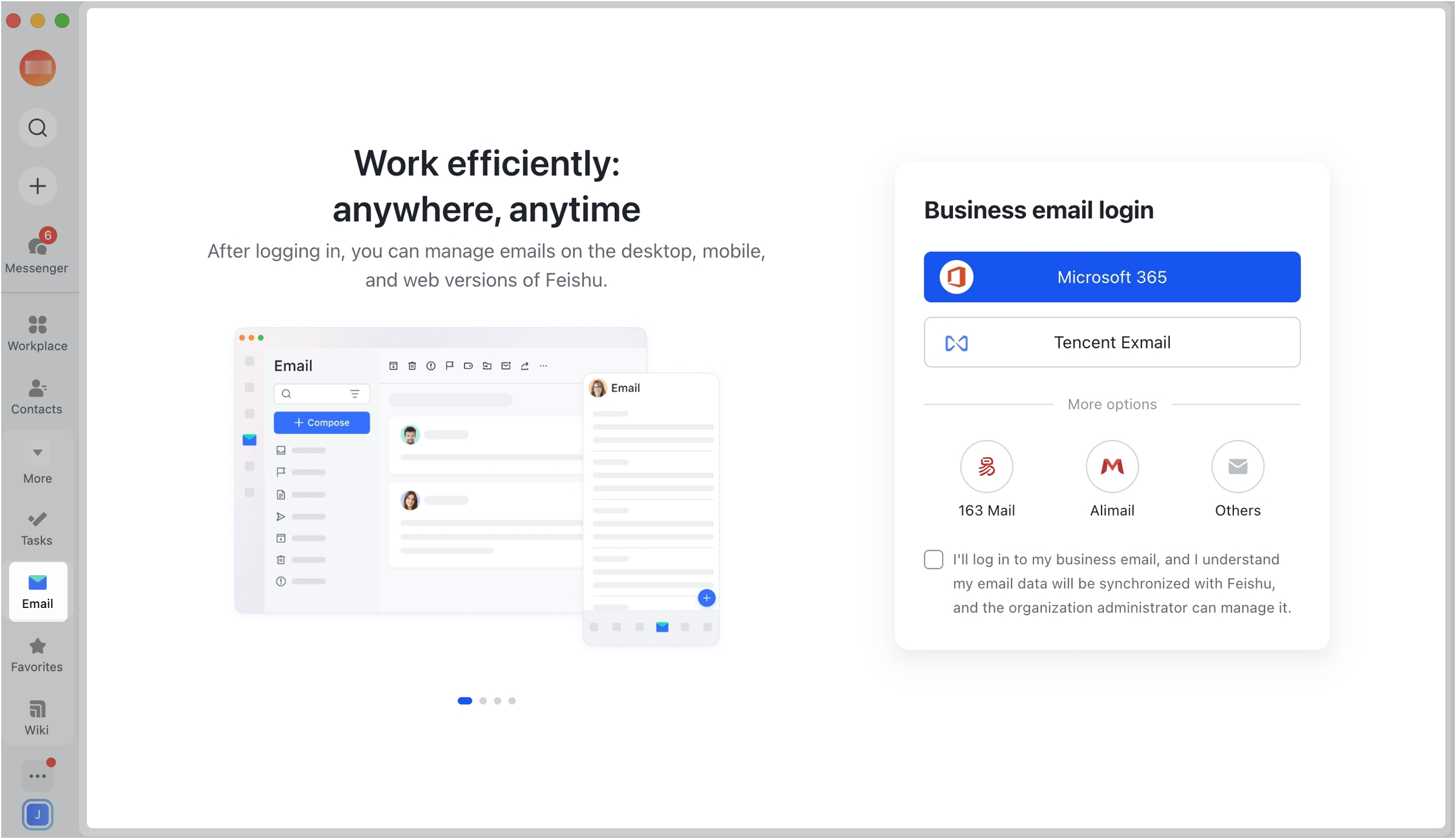 Use a third-party business email account in Feishu Mail