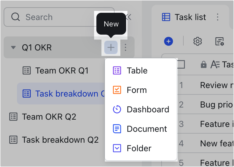Create folders in Base