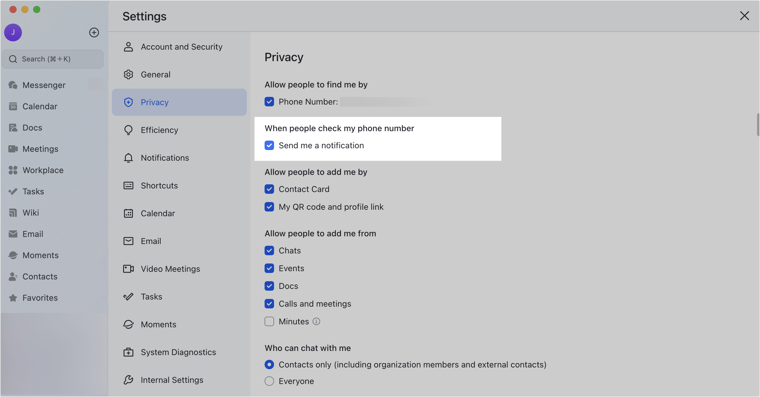 View a member's phone number