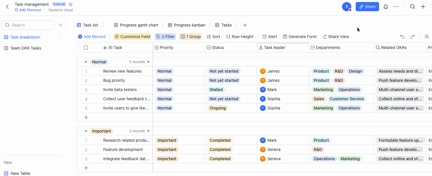 Share a Base view independently