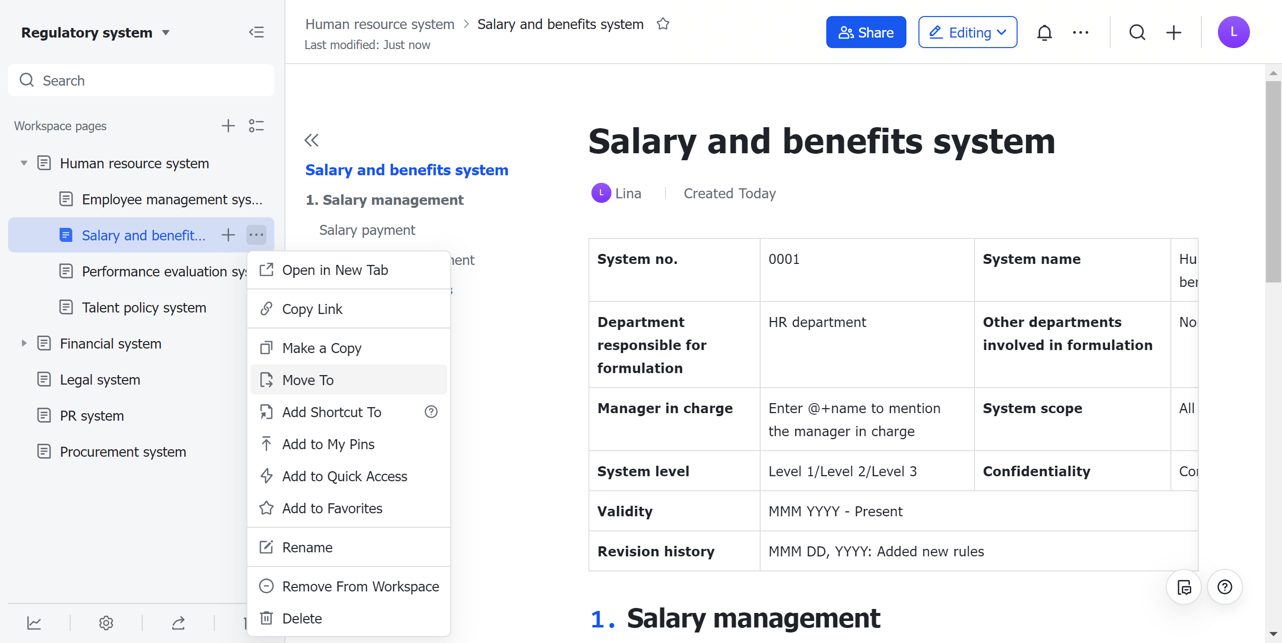 Move documents or folders