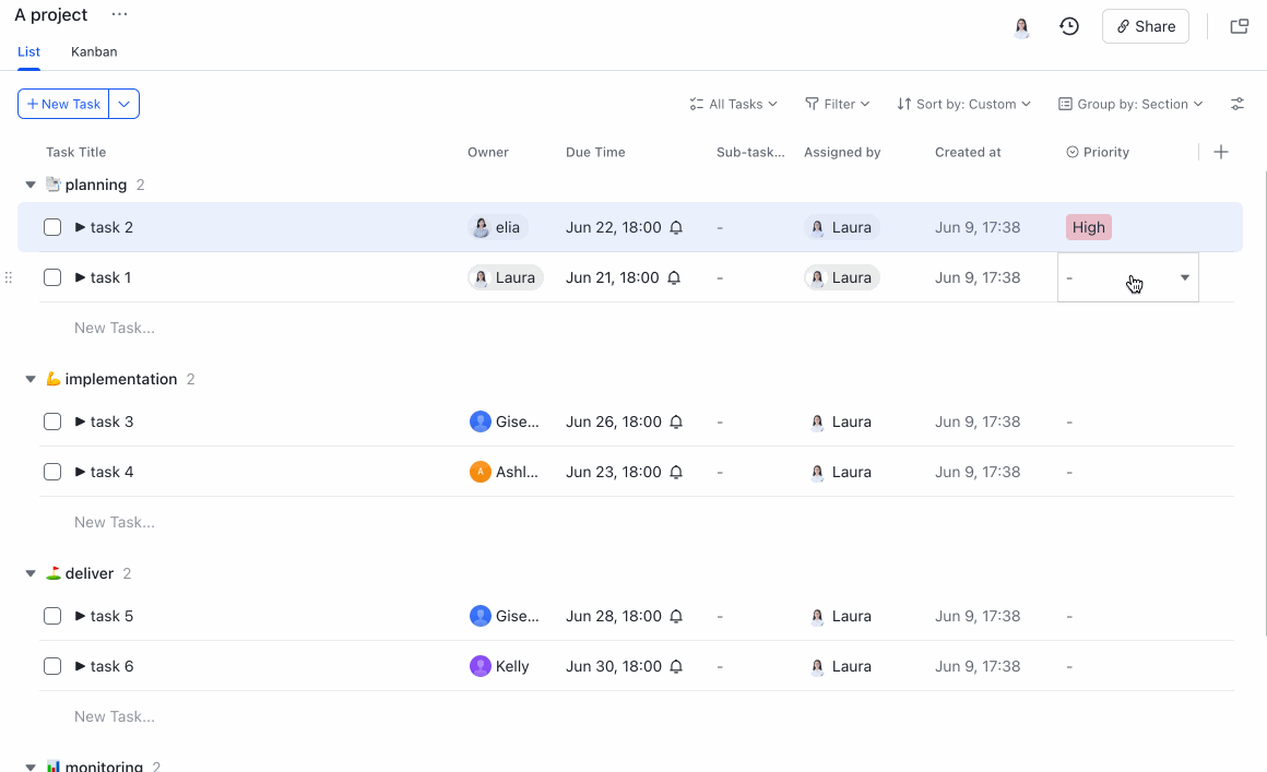 Use custom fields in Task List