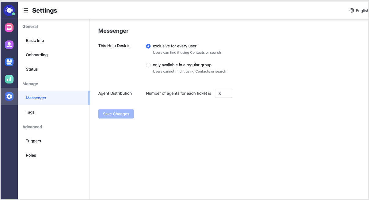 Adjust Help Desk settings