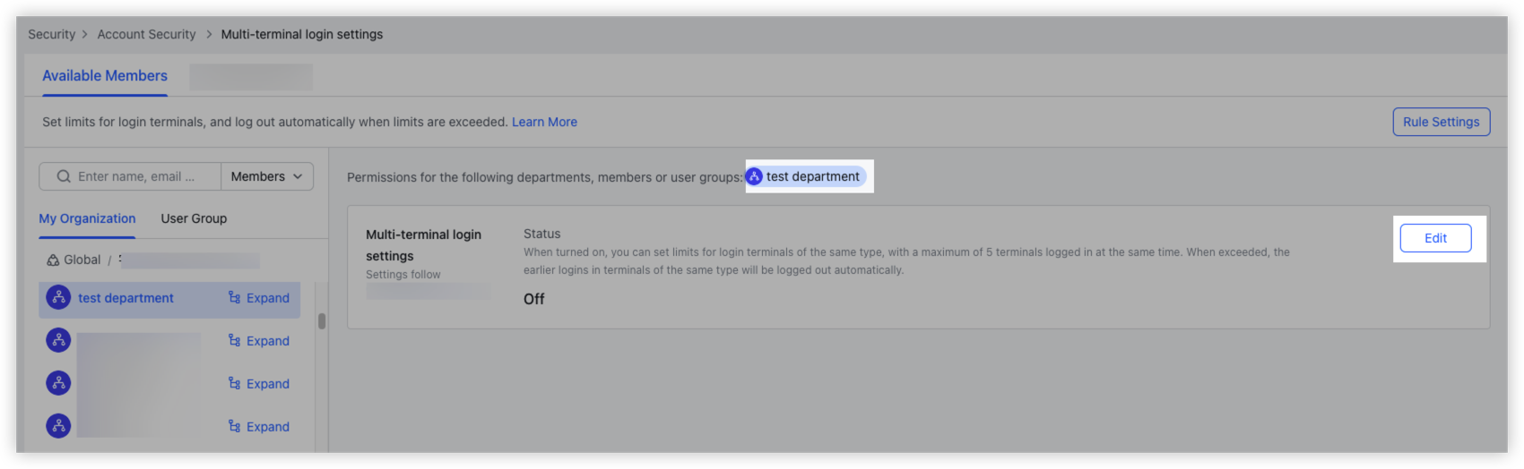 Admin Configure multidevice login